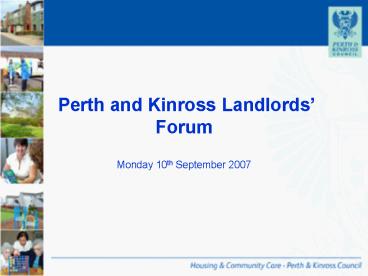 Perth and Kinross Landlords Forum