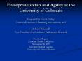 Entrepreneurship and Agility at the University of Colorado PowerPoint PPT Presentation