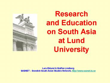 Research and Education on South Asia at Lund University