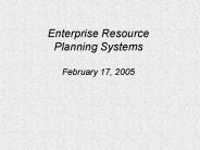 Enterprise Resource Planning Systems February 17, 2005