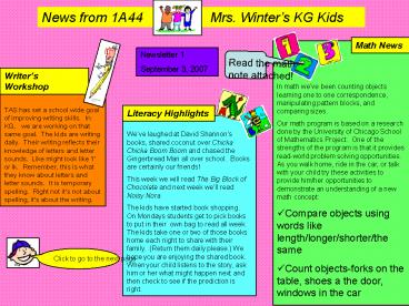News from 1A44         Mrs. Winter