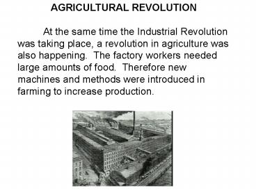 AGRICULTURAL REVOLUTION