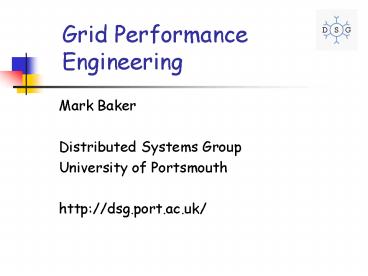 Grid Performance Engineering