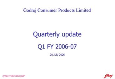 Godrej Consumer Products Limited