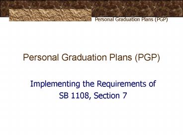 Personal Graduation Plans PGP