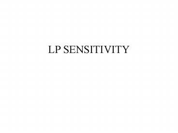 LP SENSITIVITY