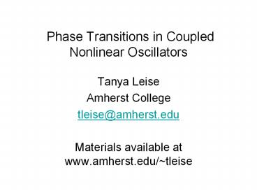 Phase Transitions in Coupled Nonlinear Oscillators