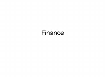 Finance