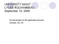 UNIVERSITY NIGHT LYCEE ROCHAMBEAU September 10, 2009 PowerPoint PPT Presentation