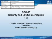 GSC13 Security and Lawful Interception TIA