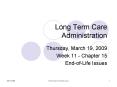 Long Term Care Administration PowerPoint PPT Presentation
