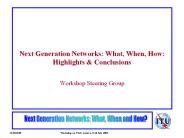 Next Generation Networks: What, When, How: Highlights
