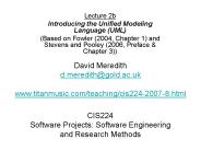 CIS224 Software Projects: Software Engineering and Research Methods