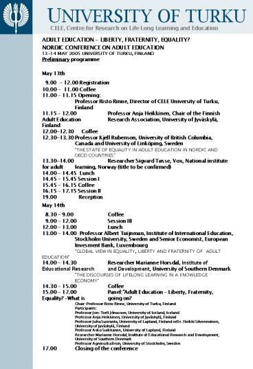 CELE, Centre for Research on Life Long Learning and Education