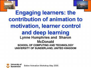 PPT – Engaging learners: the contribution of animation to motivation ...