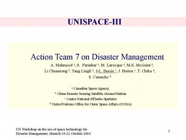 RADARSAT1 Disaster Management Operations