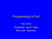 Programming In Perl