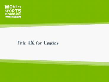 Title IX for Coaches