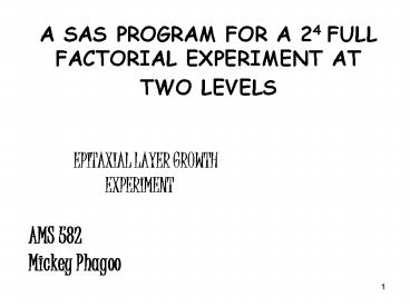 A SAS PROGRAM FOR A 24 FULL FACTORIAL EXPERIMENT AT TWO LEVELS