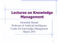 Lectures on Knowledge Management PowerPoint PPT Presentation