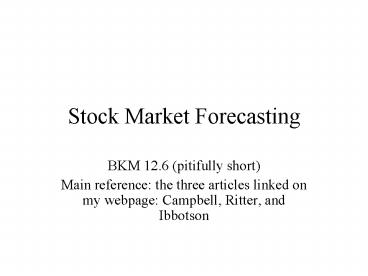 Stock Market Forecasting