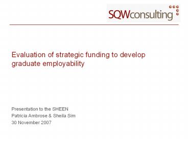 Evaluation of strategic funding to develop graduate employability