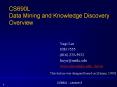 CS690L Data Mining and Knowledge Discovery Overview PowerPoint PPT Presentation