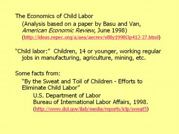 The Economics of Child Labor