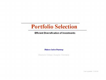 Portfolio Selection