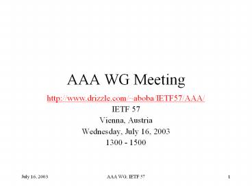 AAA WG Meeting