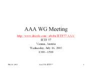 AAA WG Meeting