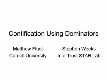 Contification Using Dominators