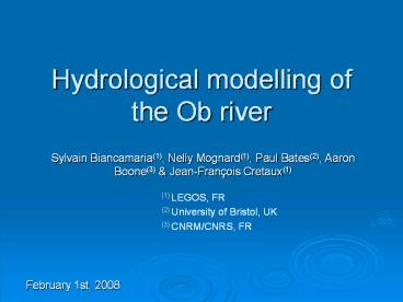 Hydrological modelling of the Ob river