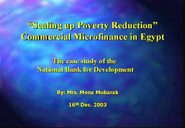 Scaling up Poverty Reduction Commercial Microfinance in Egypt