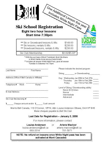 Ski School Registration