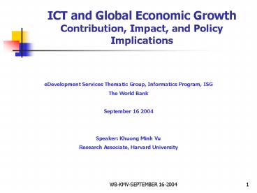 ICT and Global Economic Growth Contribution, Impact, and Policy Implications