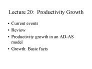 Lecture 20: Productivity Growth