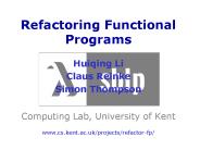 Refactoring Functional Programs