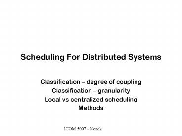 Scheduling For Distributed Systems