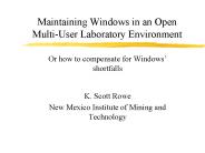 Maintaining Windows in an Open MultiUser Laboratory Environment