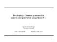 Developing a German grammar for analysis and generation using OpenCCG PowerPoint PPT Presentation