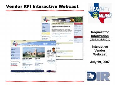 Vendor RFI Interactive Webcast