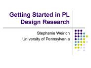 Getting Started in PL Design Research