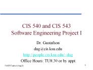 CIS 540 and CIS 543 Software Engineering Project I