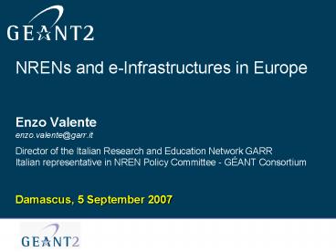 NRENs and eInfrastructures in Europe