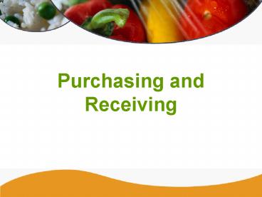 Purchasing and Receiving