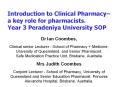 Introduction to Clinical Pharmacy a key role for pharmacists. Year 3 Peradeniya University SOP PowerPoint PPT Presentation