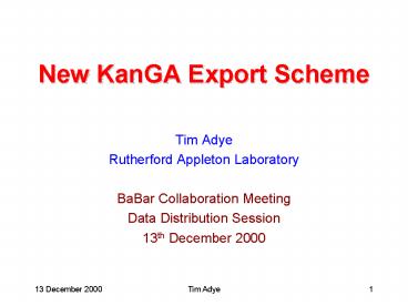 New KanGA Export Scheme