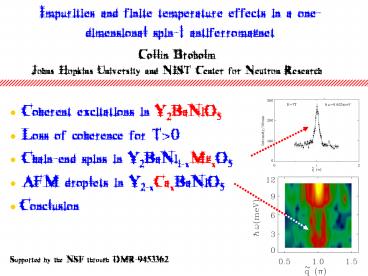 Impurities and finite temperature effects in a onedimensional spin1 antiferromagnet