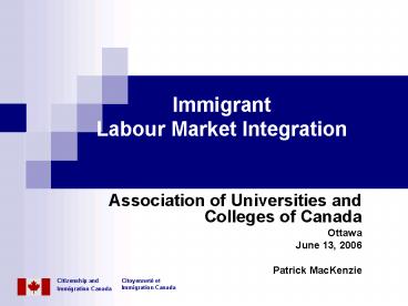 Immigrant Labour Market Integration